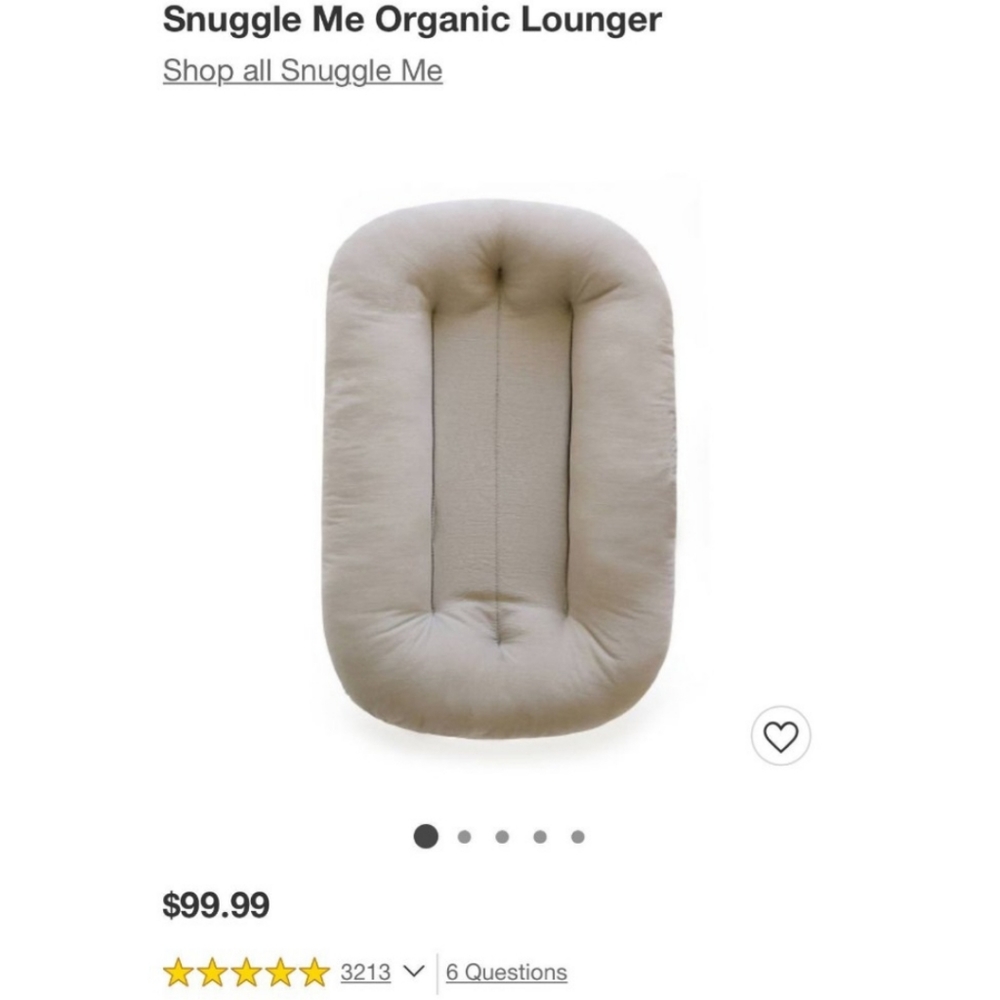 Snuggle me organic infant lounger pillow with cover and carrying case